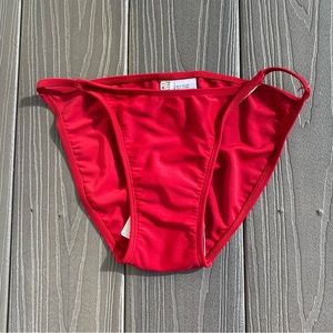 NWT Newport News Swim Cherry Red High Leg String Bikini Bottom Swim Separates 6